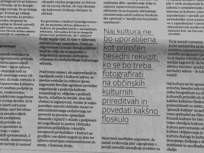 Ni predaje, 31 od 45! Ne pozabite na&nbsp;kulturo