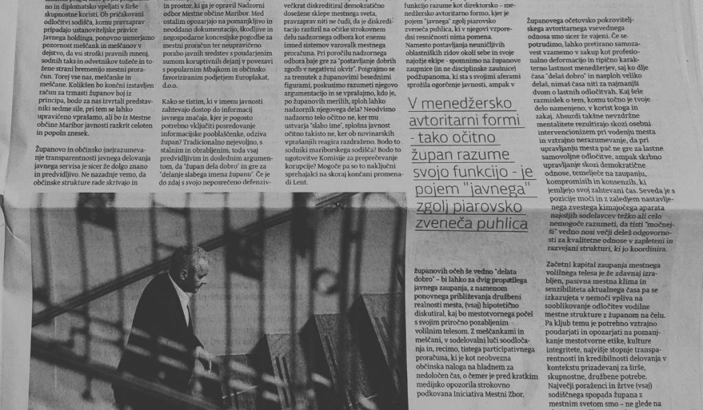 kolumna, časnik Večer, Tanja Cvitko, župan